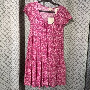 Pink Floral Mini Dress